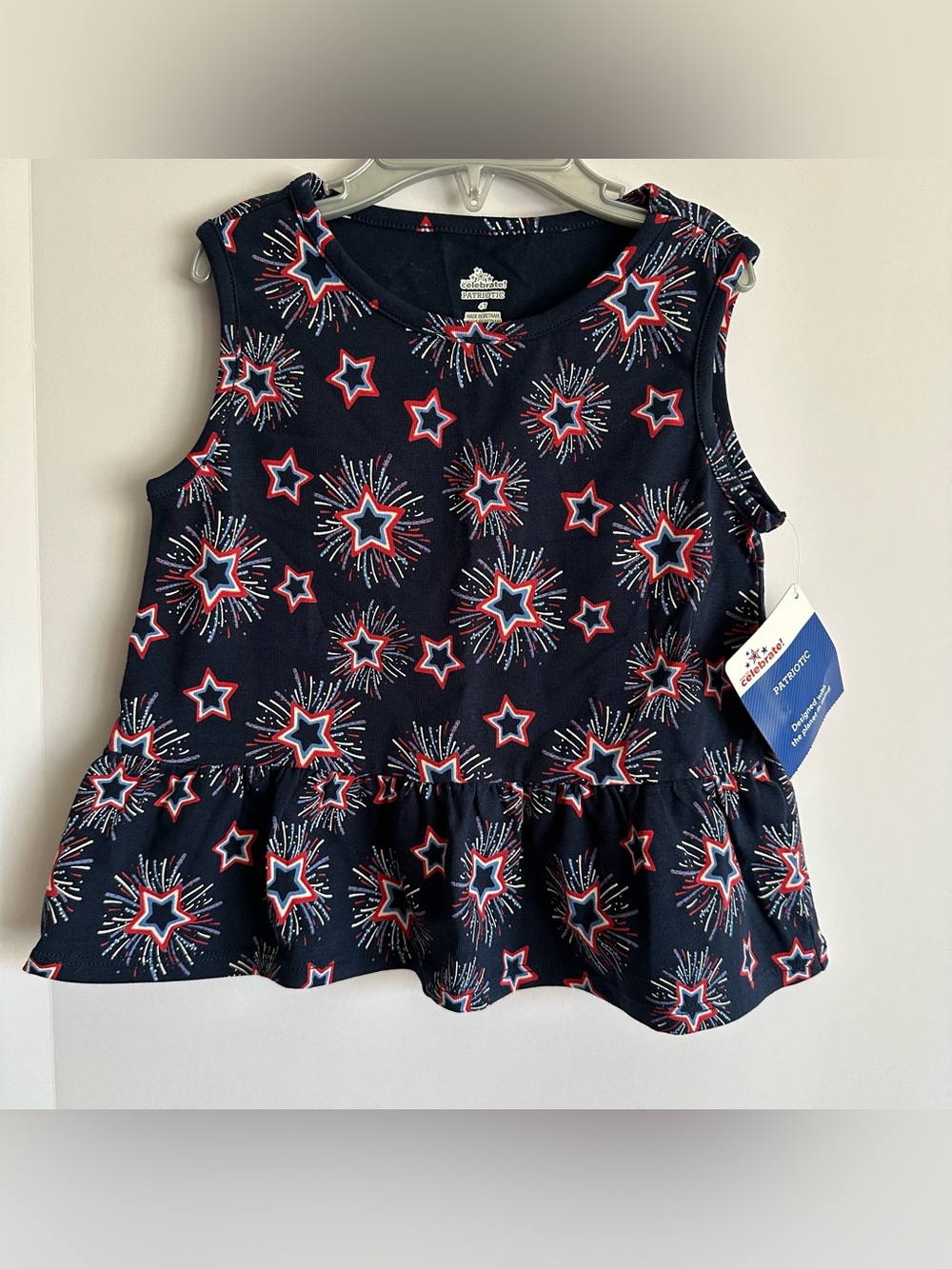 Way to Celebrate Americana Toddler Girls Peplum Tank Top NEW